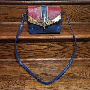 Captain Marvel navy red gold shoulder bag